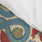 Large-Scale Dahlias, Frogs, Snakes, Praying Mantis in Red and Blue Comforter Gallery Image 4