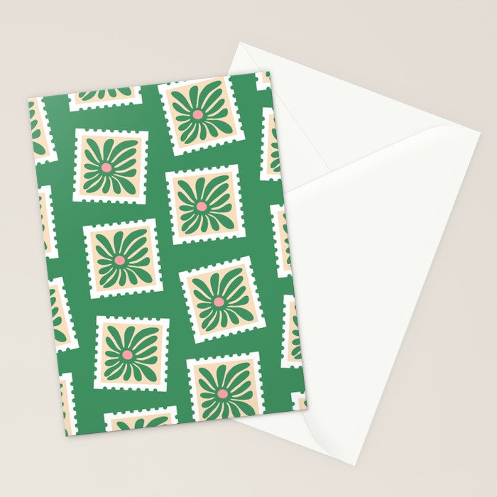 Vintage flower postage stamp pattern Stationery Card Gallery Image 2