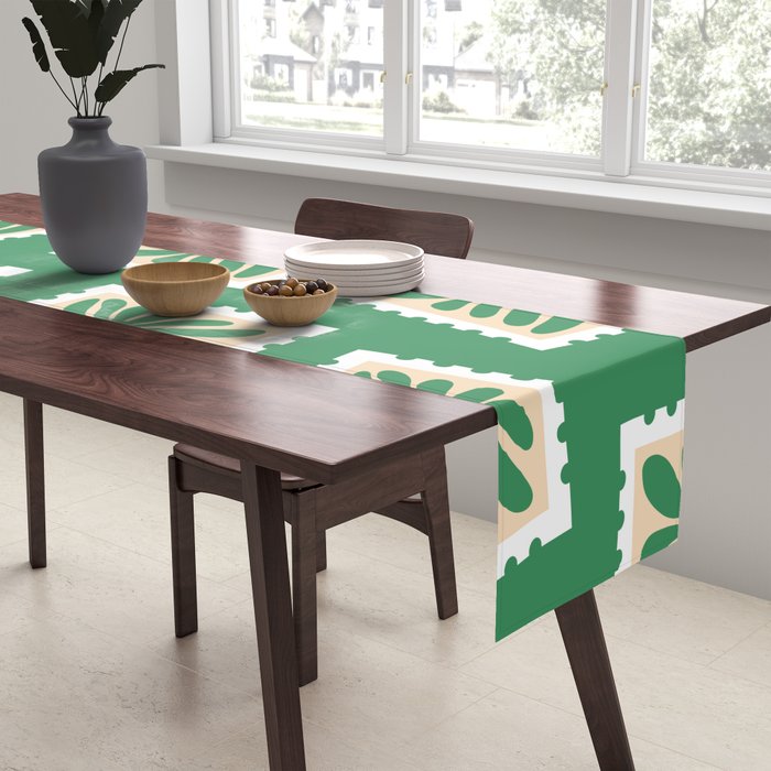 Vintage flower postage stamp pattern Table Runner Gallery Image 2