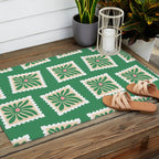 Vintage flower postage stamp pattern Outdoor Rug Gallery Image 2