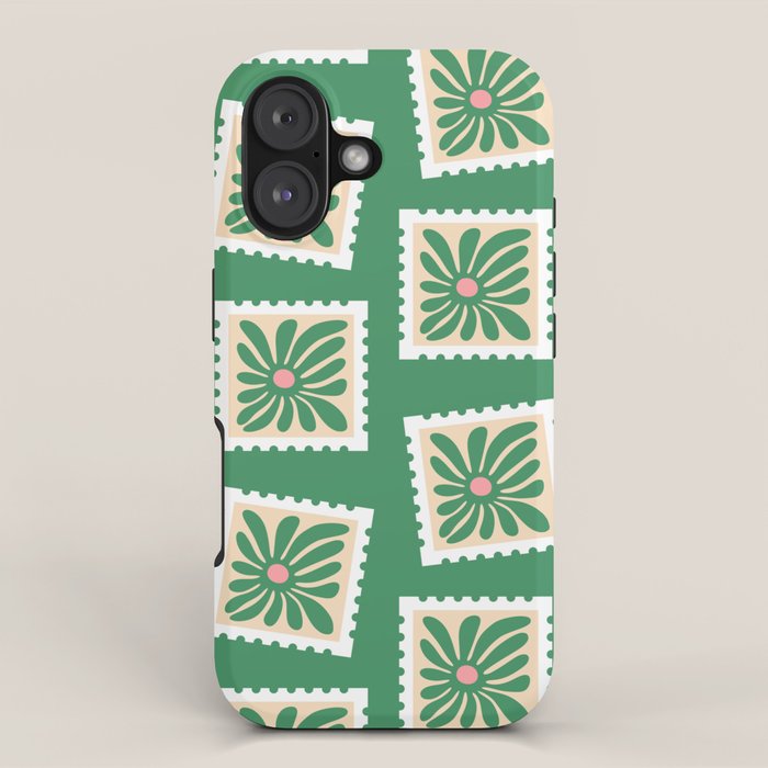Vintage flower postage stamp pattern iPhone Case Gallery Image 1