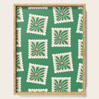 Vintage flower postage stamp pattern Serving Tray Gallery Image 1