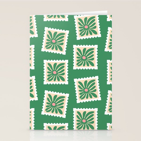 Vintage flower postage stamp pattern Stationery Card Gallery Image 2