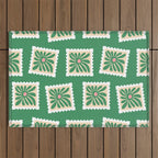 Vintage flower postage stamp pattern Outdoor Rug Gallery Image 1