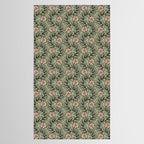 Climbing Leaves Floral Stripe Sage Green and Pink Tablecloth Gallery Image 2