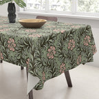 Climbing Leaves Floral Stripe Sage Green and Pink Tablecloth Gallery Image 3