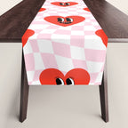 Retro checkered love heart cartoon pattern Table Runner Gallery Image 1