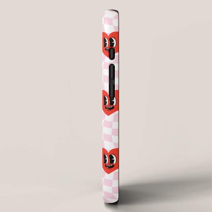 Retro checkered love heart cartoon pattern iPhone Case Gallery Image 2