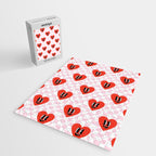 Retro checkered love heart cartoon pattern Jigsaw Puzzle Gallery Image 2