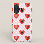 Retro checkered love heart cartoon pattern iPhone Case Gallery Image 1