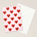 Retro checkered love heart cartoon pattern Stationery Card Gallery Image 2