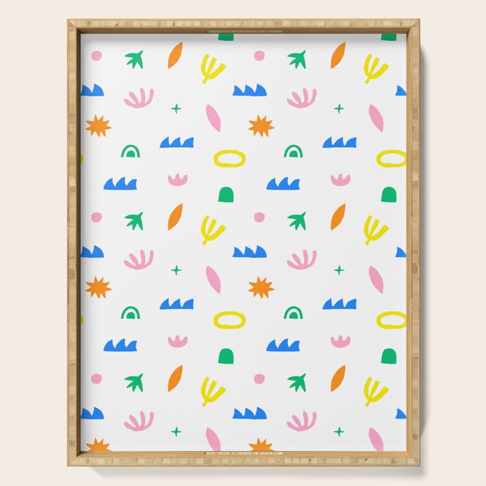 Colorful abstract organic shape art pattern Serving Tray Gallery Image 1