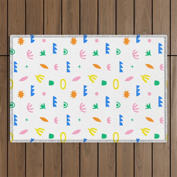 Colorful abstract organic shape art pattern Outdoor Rug Gallery Image 1