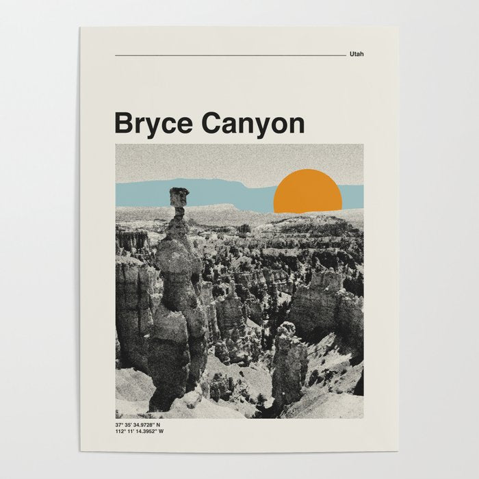 US National Park Retro Poster Bryce Canyon Utah Poster Gallery Image 1