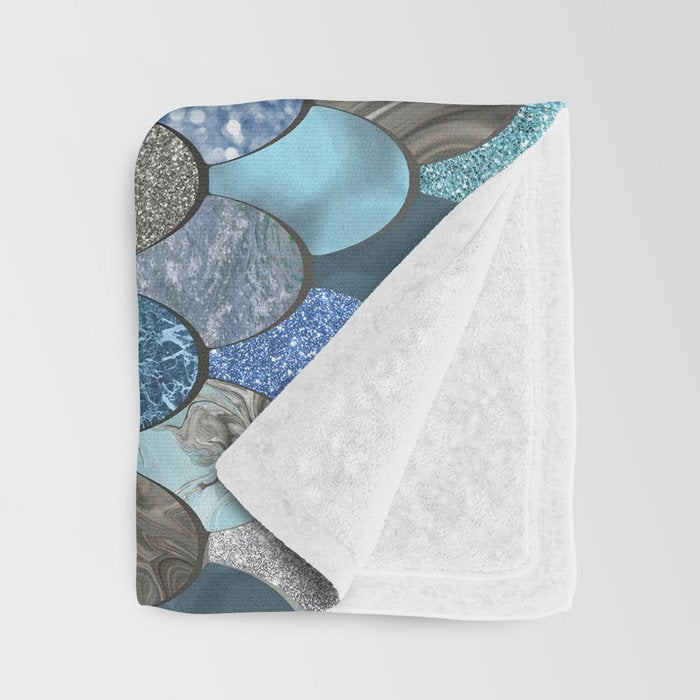 Mermaid Ocean Blue Pattern Throw Blanket Gallery Image 3