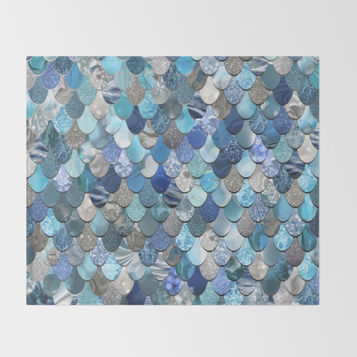 Mermaid Ocean Blue Pattern Throw Blanket Gallery Image 2