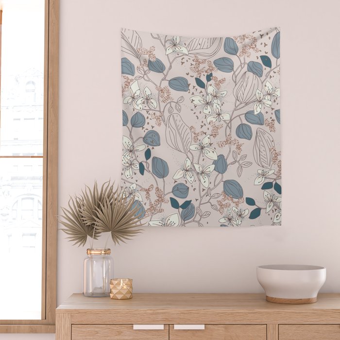 Floral elegance relaxed subtle contrasts Wall Tapestry Gallery Image 2
