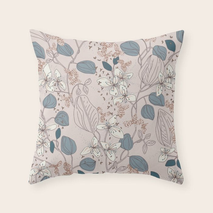 Floral elegance relaxed subtle contrasts Throw Pillow Gallery Image 1