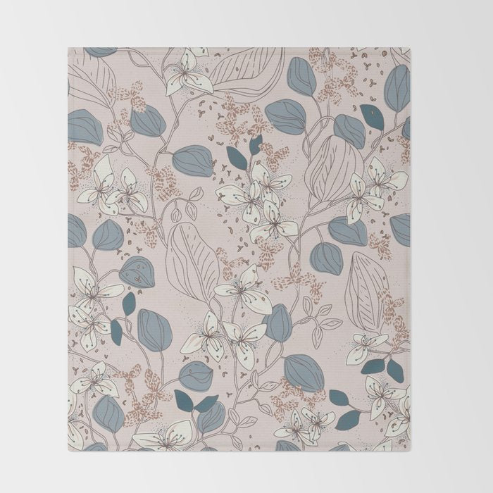 Floral elegance relaxed subtle contrasts Throw Blanket Gallery Image 2