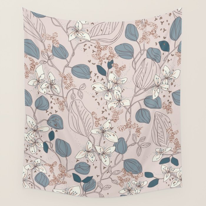 Floral elegance relaxed subtle contrasts Wall Tapestry Gallery Image 1