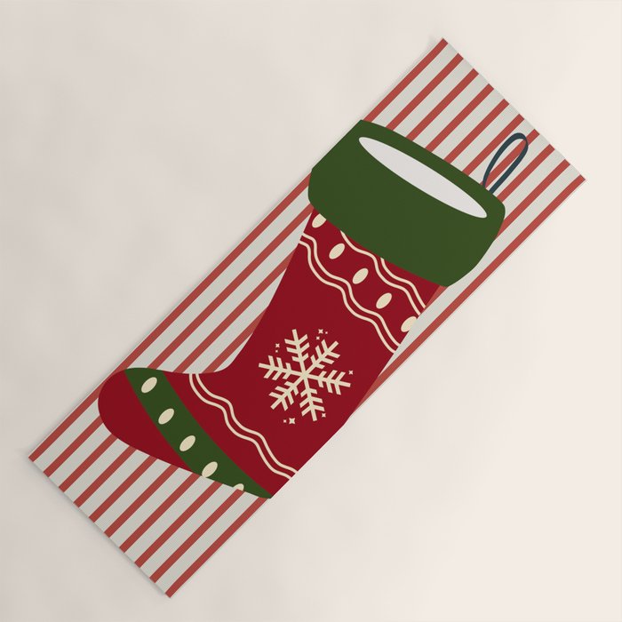 Christmas Stocking Red Yoga Mat Gallery Image 1