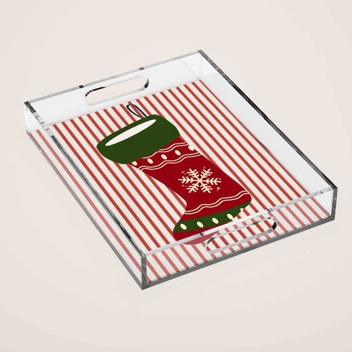 Christmas Stocking Red Acrylic Tray Gallery Image 1
