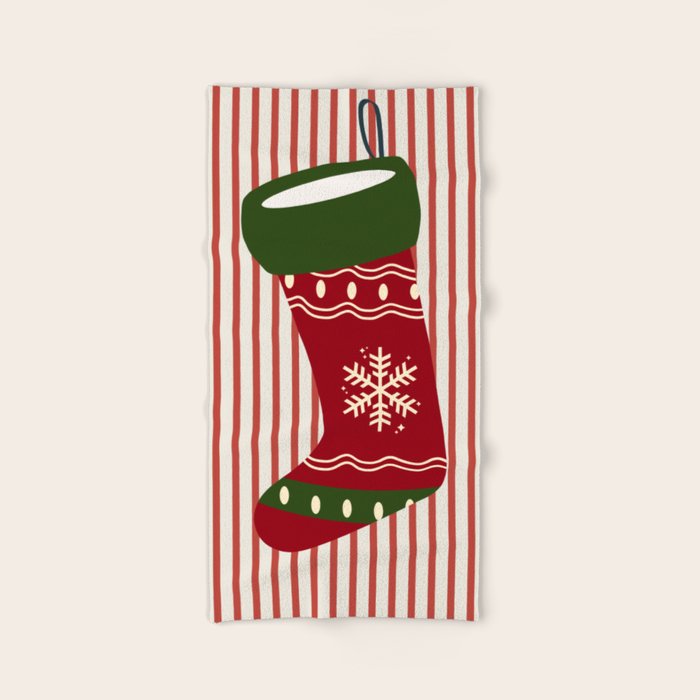 Christmas Stocking Red Bath Towel Gallery Image 2