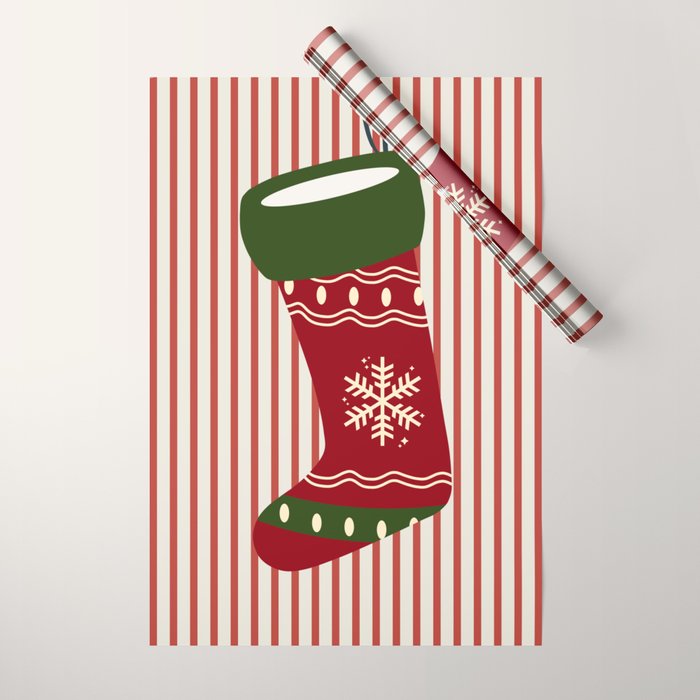 Christmas Stocking Red Wrapping Paper Gallery Image 1