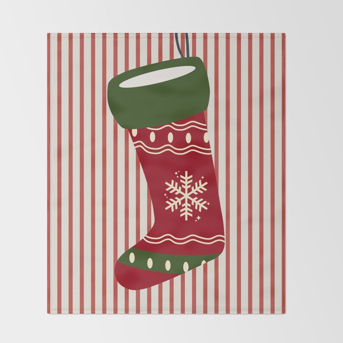Christmas Stocking Red Throw Blanket Gallery Image 2