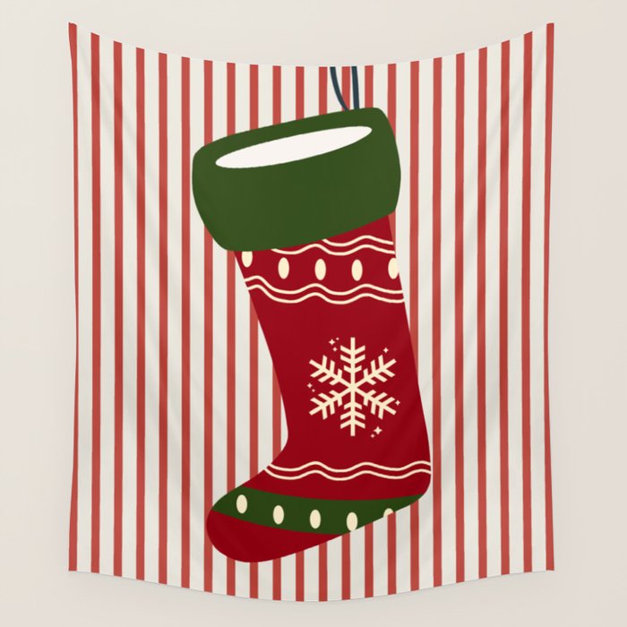 Christmas Stocking Red Wall Tapestry Gallery Image 4