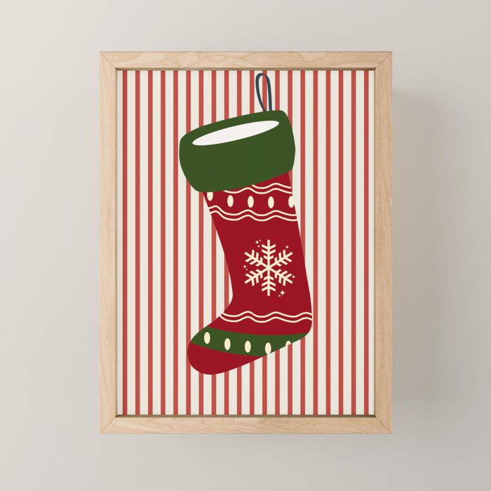 Christmas Stocking Red Mini Art Print Gallery Image 1