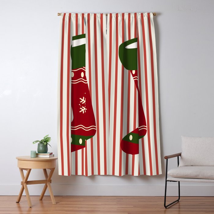 Christmas Stocking Red Window Curtain Gallery Image 5