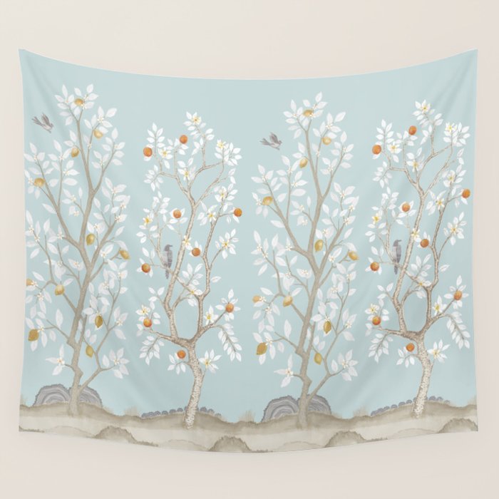 Citrus Grove Mural in Mist Wall Tapestry Gallery Image 4