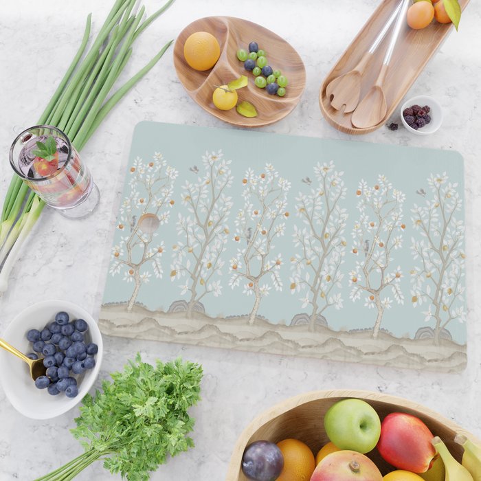 Citrus Grove Mural in Mist Cutting Board Gallery Image 2