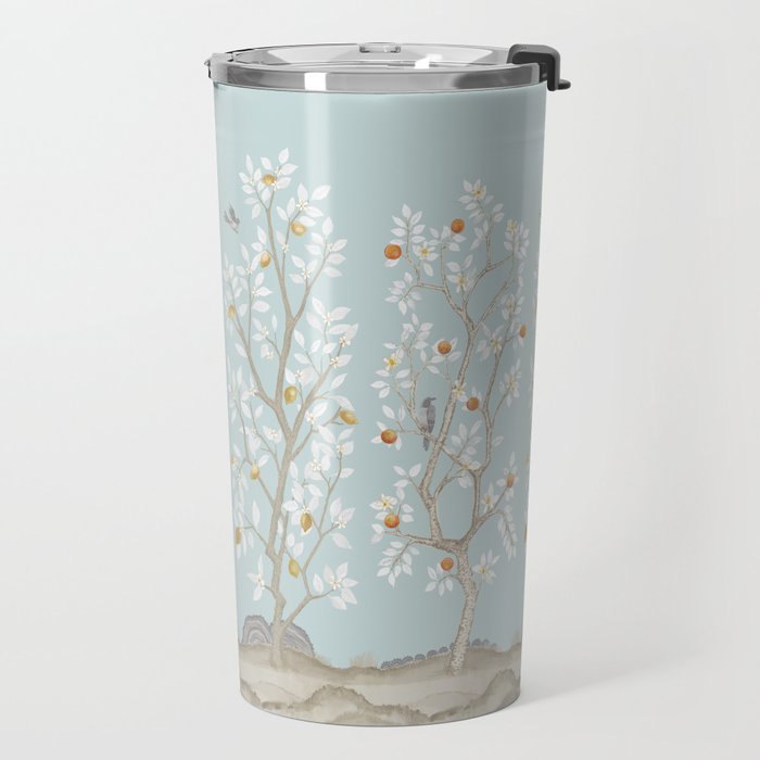 Citrus Grove Mural in Mist Travel Mug Gallery Image 2