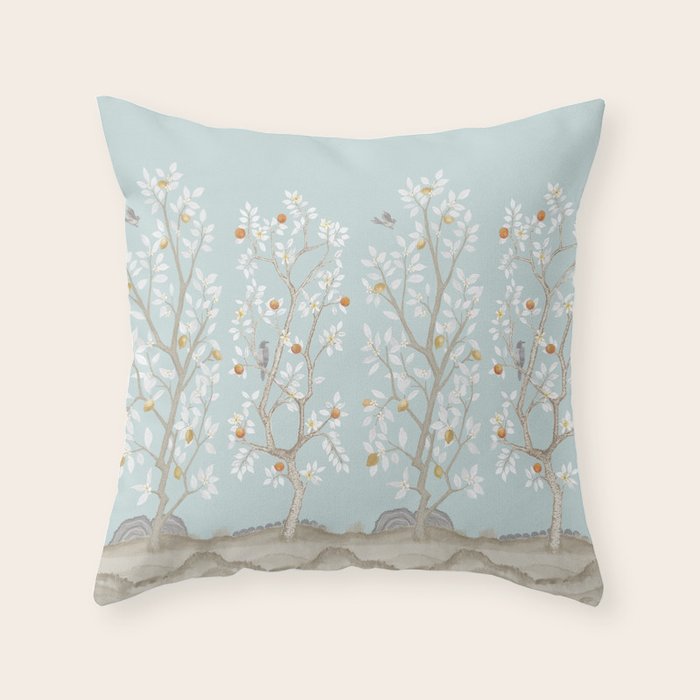 Citrus Grove Mural in Mist Throw Pillow Gallery Image 6
