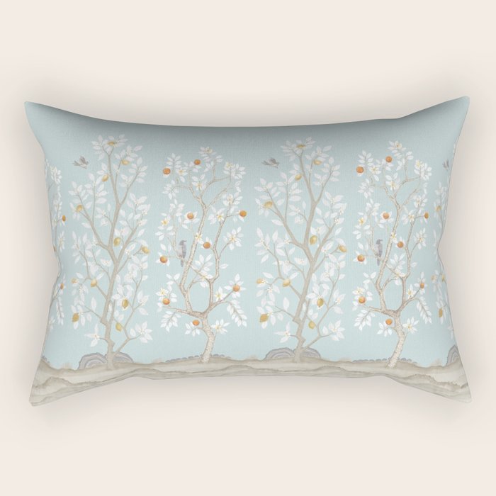 Citrus Grove Mural in Mist Rectangular Pillow Gallery Image 2