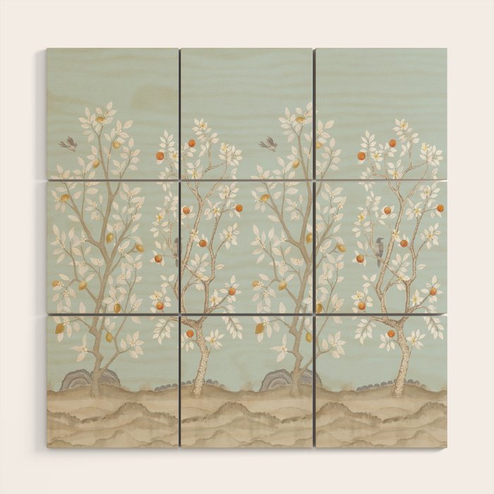Citrus Grove Mural in Mist Wood Wall Art Gallery Image 1