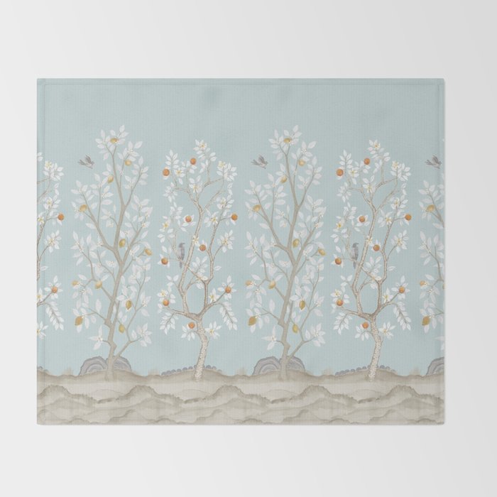 Citrus Grove Mural in Mist Throw Blanket Gallery Image 2