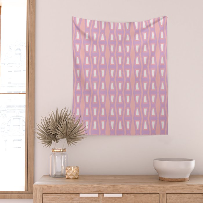Pink Asymetrical Geometric Wall Tapestry Gallery Image 2