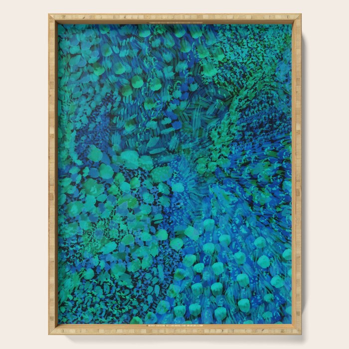 Peacock Watercolor Painting Serving Tray Gallery Image 1