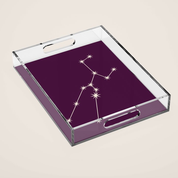 Taurus Zodiac Star Constellation Line Art Plum Purple Acrylic Tray Gallery Image 1