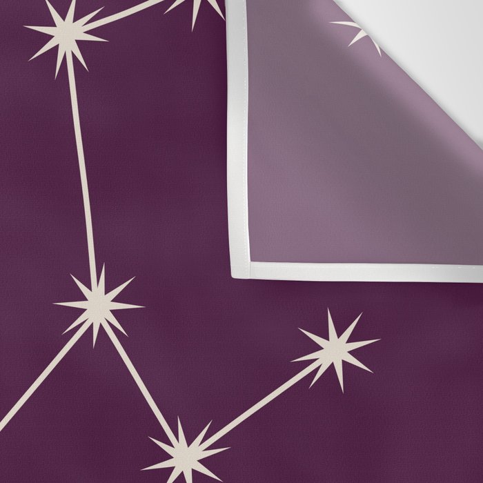Taurus Zodiac Star Constellation Line Art Plum Purple Wall Tapestry Gallery Image 3
