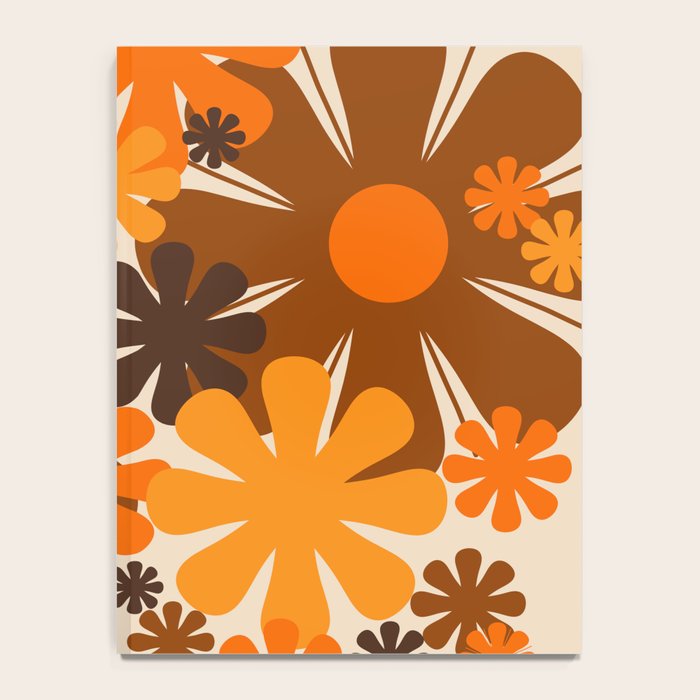 Bloom Retro 70s Brown and Orange Flowers in Vase Notebook Gallery Image 4