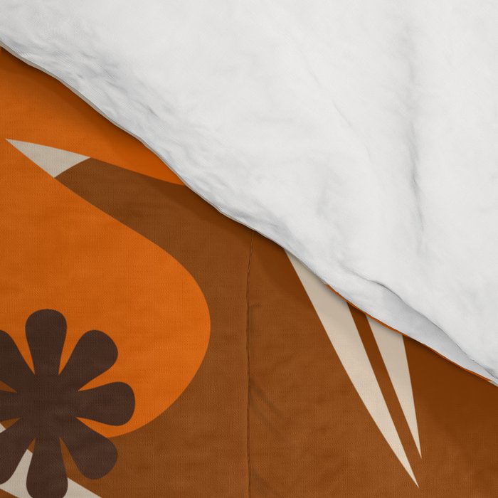 Bloom Retro 70s Brown and Orange Flowers in Vase Comforter Gallery Image 4