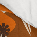 Bloom Retro 70s Brown and Orange Flowers in Vase Comforter Gallery Image 4