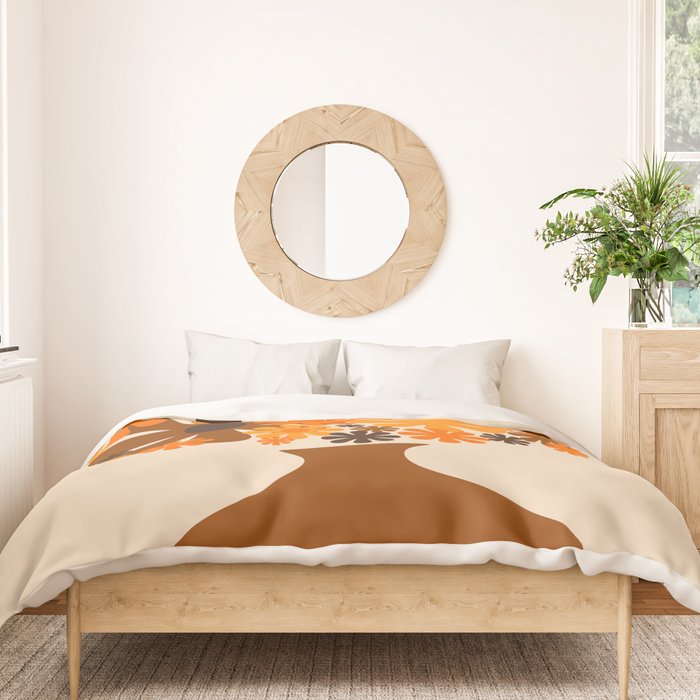 Bloom Retro 70s Brown and Orange Flowers in Vase Duvet Cover Gallery Image 3