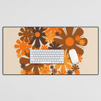 Bloom Retro 70s Brown and Orange Flowers in Vase Desk Mat Gallery Image 1