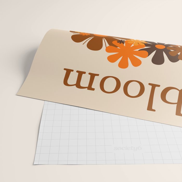 Bloom Retro 70s Brown and Orange Flowers in Vase Wrapping Paper Gallery Image 2