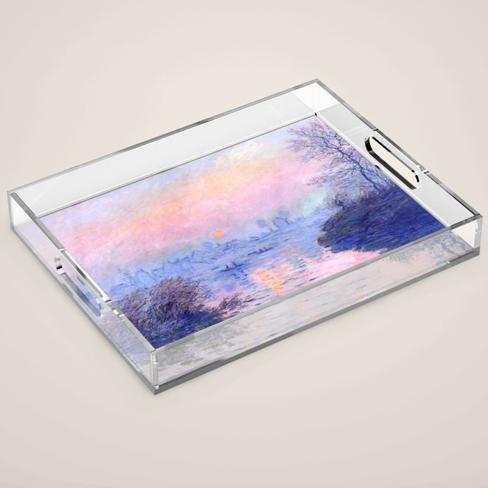 Claude Monet "Sunset on the Seine at Lavacourt. Winter Effect" Acrylic Tray Gallery Image 1